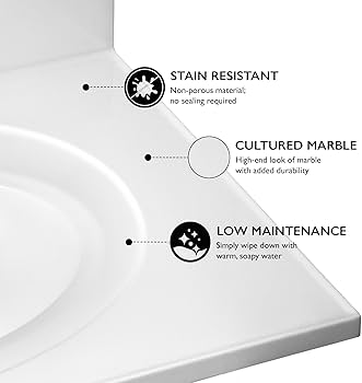 31 Inch Cultured Marble Vanity Top with Backsplash, Improved